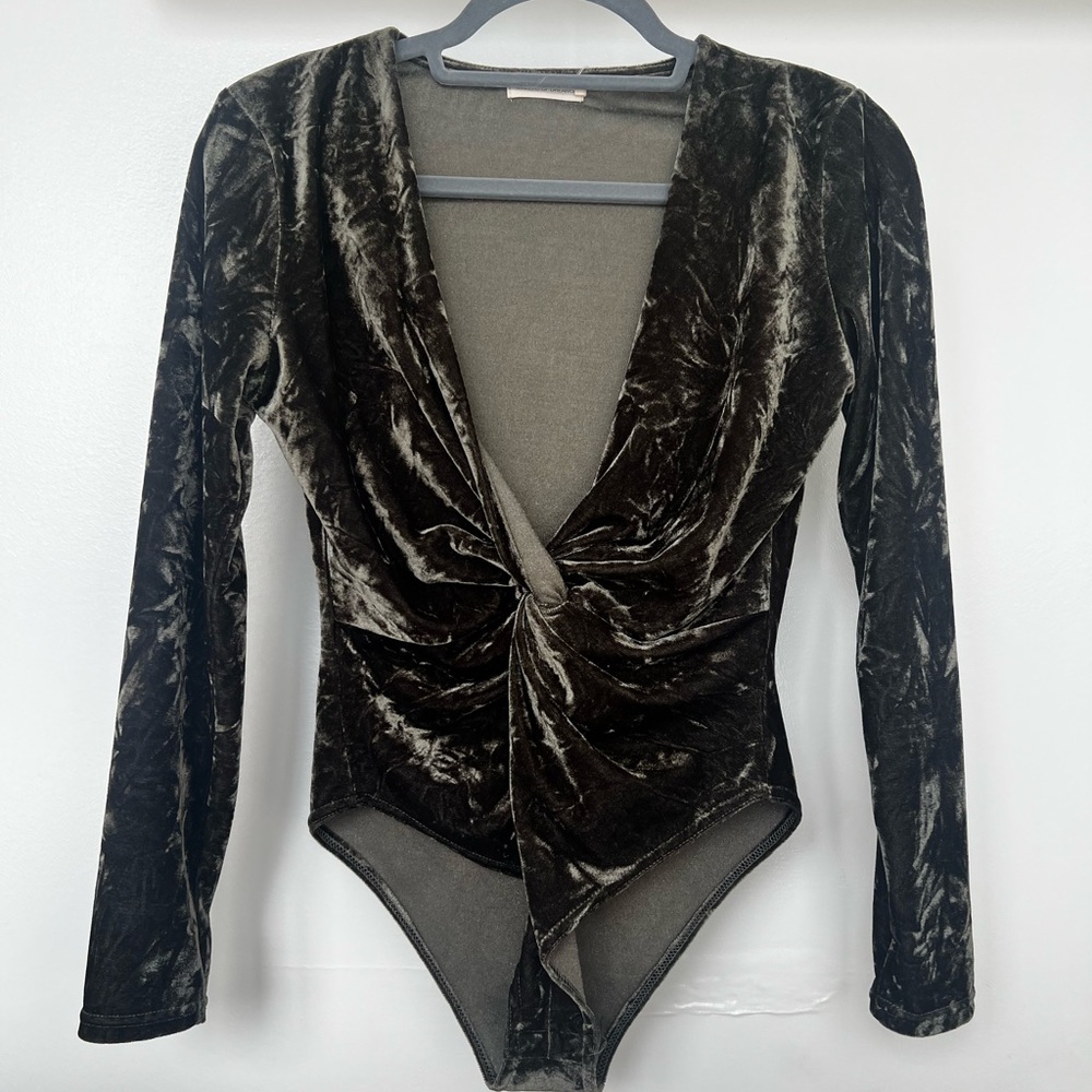 Makers of Dreams Olive Velvet Bodysuit